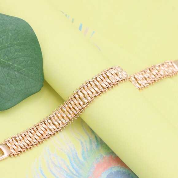 "Elegant Rose Gold Wide Link Bracelet in High Polish Finish, XPBL1121 - Picture 6 of 12